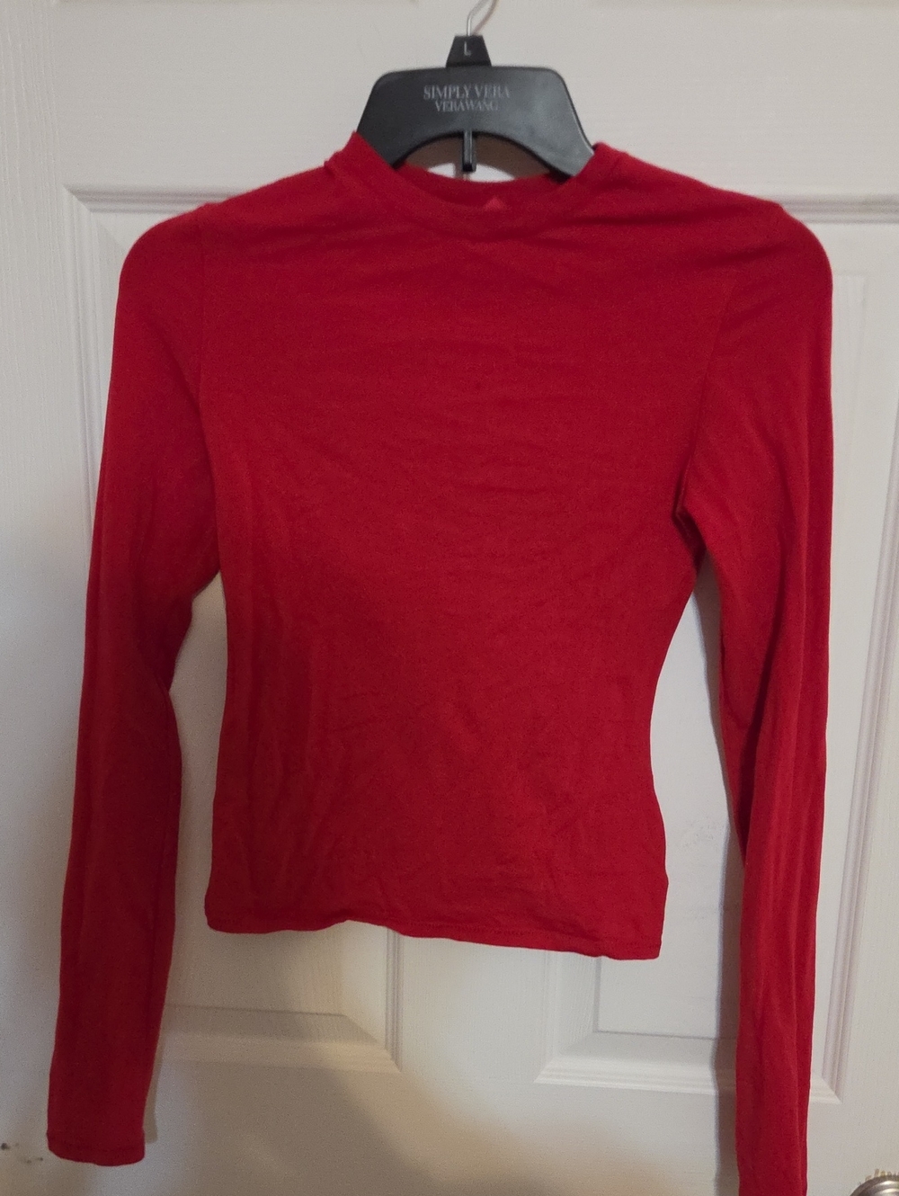 SKIMS Red Long Sleeve Mock Neck Top